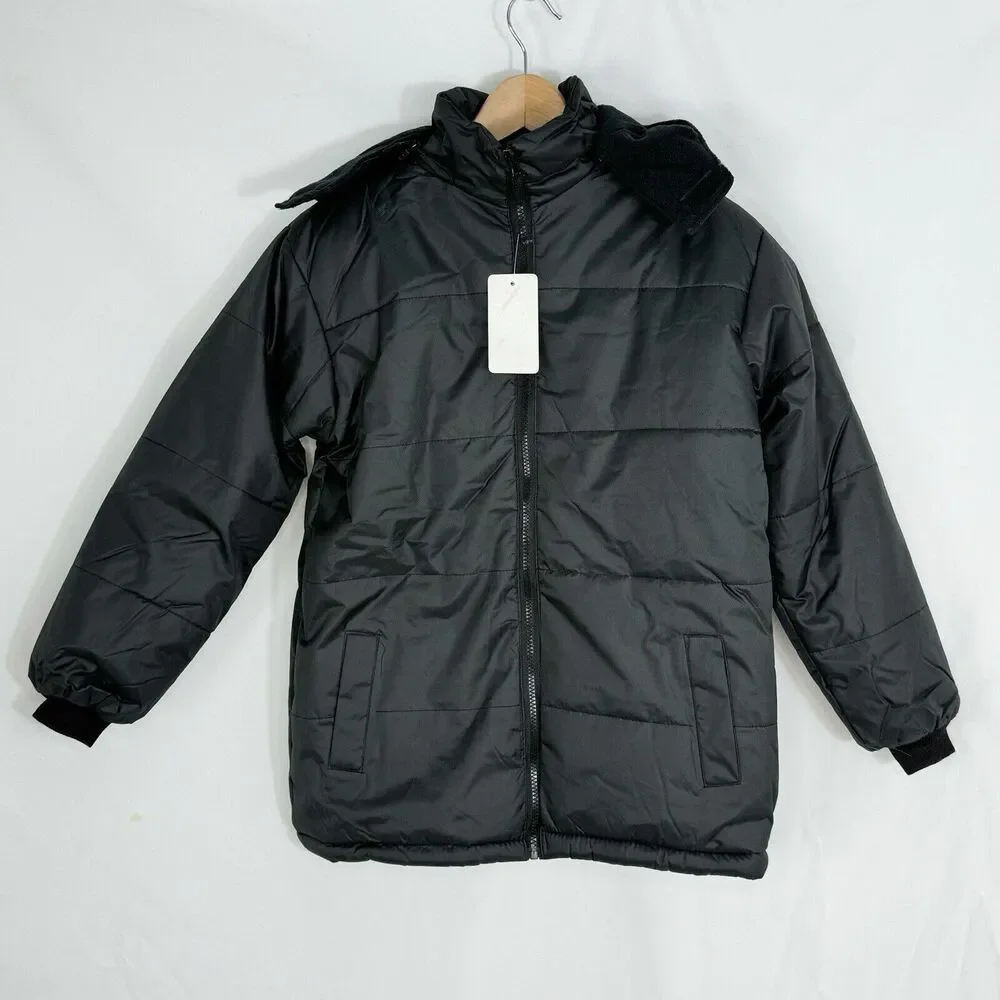 Revess Black Puffer Winter Coat Hooded Men Size 8 Small NWT